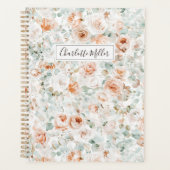 Monogram Roos Bloemen Eucalyptus Bladeren Bloemstu Planner (Voorkant)