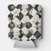 Monogram  Roos Bloemen Zwart Wit Diamant Blikjeskoeler (Achterkant)