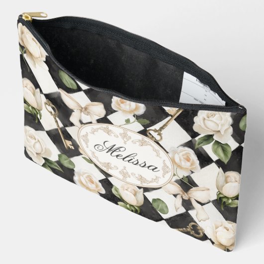 Monogram  Roos Bloemen Zwart Wit Diamant Etui (Open)