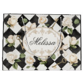 Monogram  Roos Bloemen Zwart Wit Diamant Groot Cadeauzakje (Achterkant)