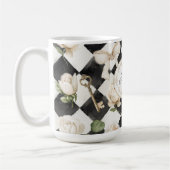 Monogram  Roos Bloemen Zwart Wit Diamant Koffiemok (Links)