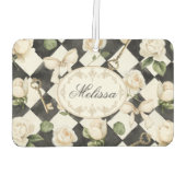 Monogram  Roos Bloemen Zwart Wit Diamant Luchtverfrisser (Achterkant)