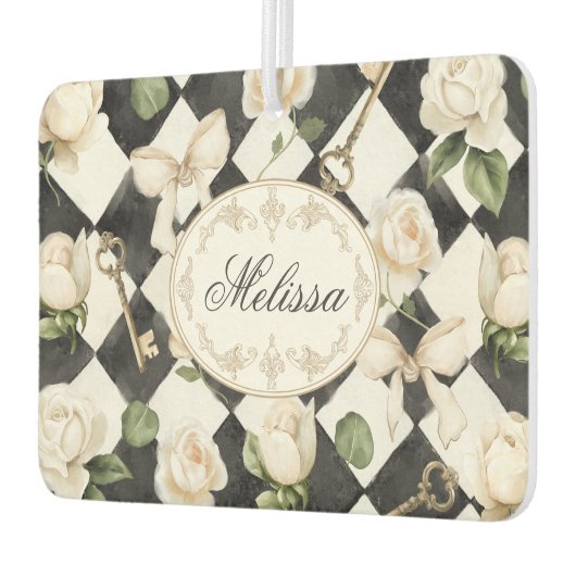 Monogram  Roos Bloemen Zwart Wit Diamant Luchtverfrisser (Links)