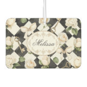 Monogram  Roos Bloemen Zwart Wit Diamant Luchtverfrisser (Voorkant)