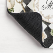 Monogram Roos Bloemen Zwart Wit Diamant Muismat (Hoek)