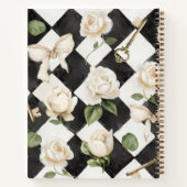 Monogram Roos Bloemen Zwart Wit Diamant Notitieboek (Achterkant)