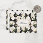 Monogram  Roos Bloemen Zwart Wit Diamant Notitiekaartje (Voorkant / Achterkant in situ)