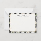 Monogram  Roos Bloemen Zwart Wit Diamant Notitiekaartje (Achterkant)