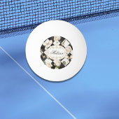 Monogram Roos Bloemen Zwart Wit Diamant Pingpongbal