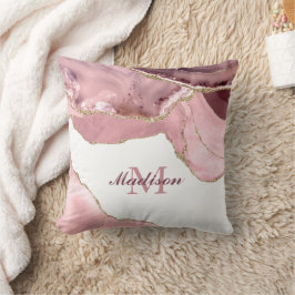 Monogram roos Blush en Glitter Agate Kussen