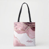 Monogram roos Blush en Glitter Agate Tote Bag (Voorkant)