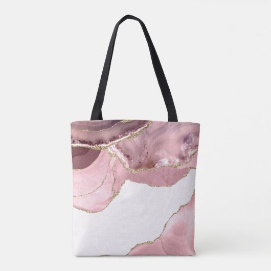 Monogram roos Blush en Glitter Agate Tote Bag (Achterkant)