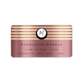 Monogram Roos Champaigne Gold RSVP Stripes Blush Etiket (Voorkant)