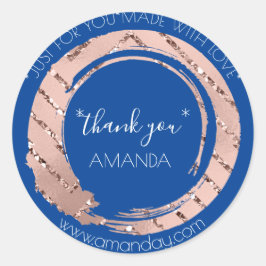Monogram Roos Dank u Web Boutique Shop Blauw Ronde Sticker