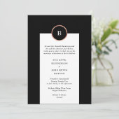 Monogram Roos en zwarte goudflens Kaart (Staand voorkant)