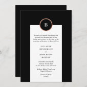 Monogram Roos en zwarte goudflens Kaart (Voorkant / Achterkant)