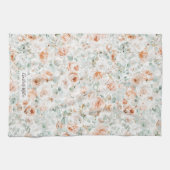 Monogram Roos Eucalyptus Bladeren Groene Bloemen Theedoek (Horizontaal)