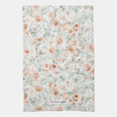 Monogram Roos Eucalyptus Bladeren Groene Bloemen Theedoek (Verticaal)