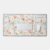 Monogram Roos Eucalyptusbladeren Groene Bloemen Bureaumat (Keyboard & Muis)