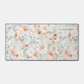 Monogram Roos Eucalyptusbladeren Groene Bloemen Bureaumat (Voorkant)