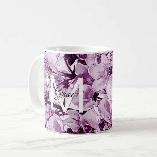 Monogram Roos Flower Coffee Mok (Voorkant links)