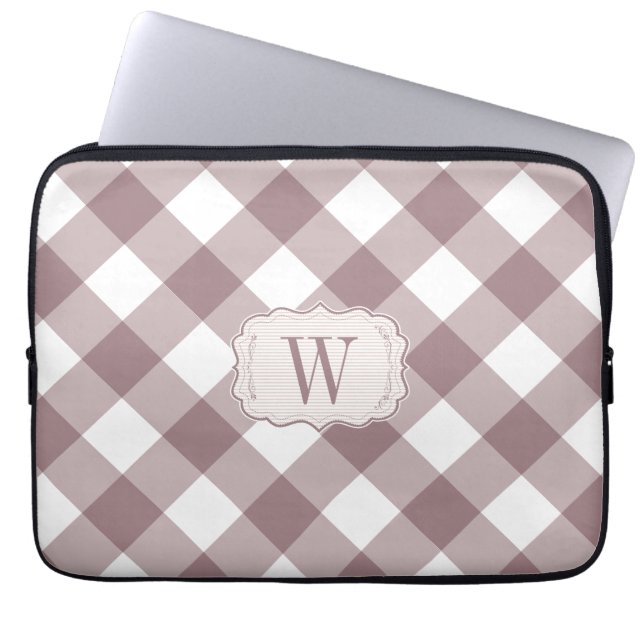 Monogram  Roos Gingham Boerderij stijl Laptop Sleeve (Voorkant)