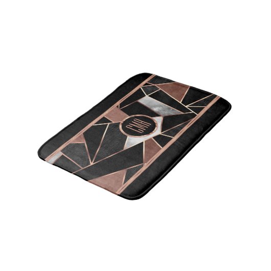 Monogram Roos Gold Abstract Patroon Badmat (Gekanteld)