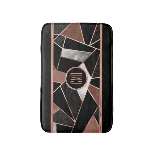 Monogram Roos Gold Abstract Patroon Badmat (Voorkant Verticaal)