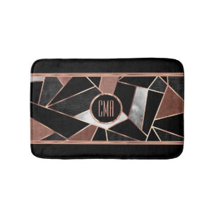 Monogram Roos Gold Abstract Patroon Badmat