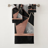 Monogram Roos Gold Abstract Pattern Bath Towel Set Bad Handdoek (Insitu)