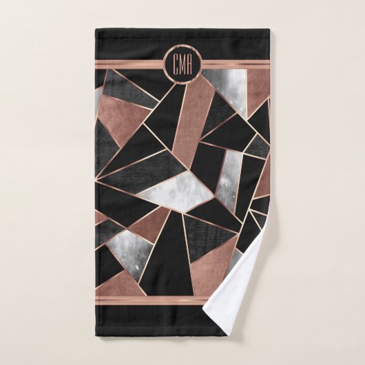 Monogram Roos Gold Abstract Pattern Bath Towel Set Bad Handdoek (Handdoek)