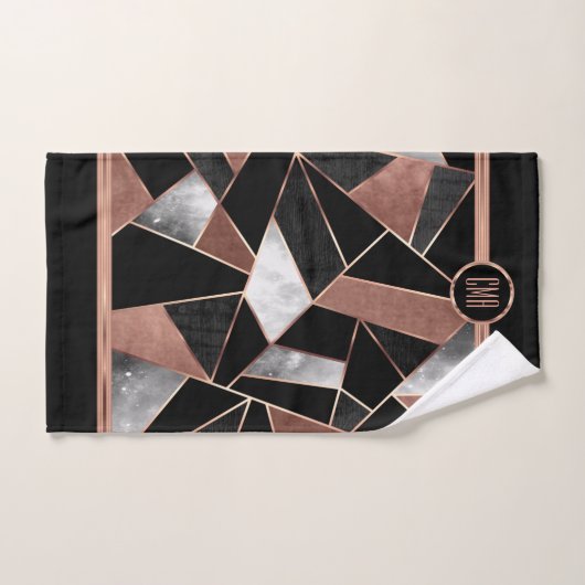 Monogram Roos Gold Abstract Pattern Bath Towel Set Bad Handdoek (Handdoek)