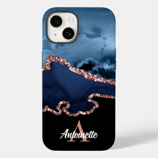 Monogram Roos Gold Agate Case-Mate iPhone Case (Achterkant)