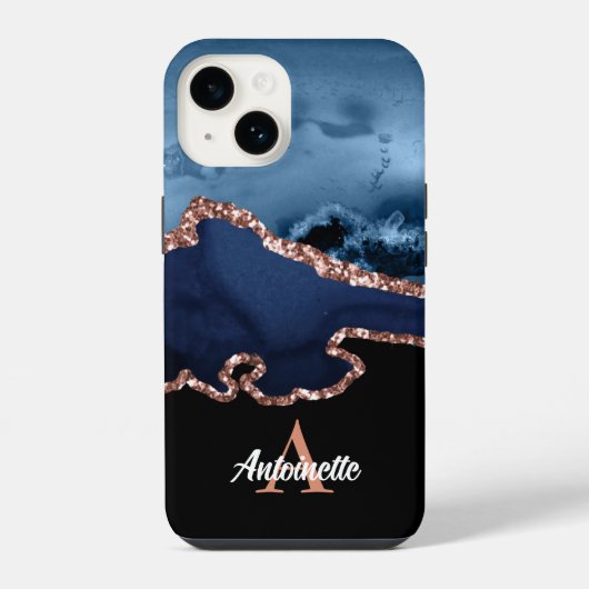 Monogram Roos Gold Agate iPhone Hoesje (Achterkant)