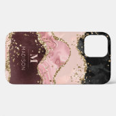 Monogram Roos Gold Agate Liquid & Glitter Gold Case-Mate iPhone Case (Achterkant (horizontaal))