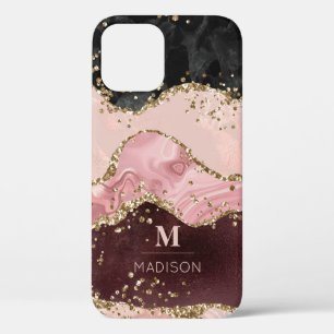 Monogram Roos Gold Agate Liquid & Glitter Gold Case-Mate iPhone Case