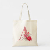 Monogram Roos Gold Alphabet A Waterverf Flowers Tote Bag (Achterkant)