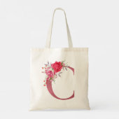 Monogram Roos Gold Alphabet C Waterverf Flowers Tote Bag (Achterkant)