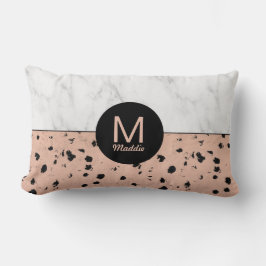 Monogram Roos Gold Animal Print en marmer Pattern Kussen
