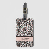 Monogram Roos Gold Black Leopard Print Bagagelabel (Voorkant (verticaal))