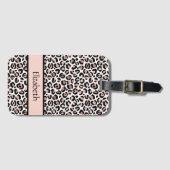 Monogram Roos Gold Black Leopard Print Bagagelabel (Voorkant (horizontaal))