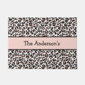 Monogram Roos Gold Black Leopard Print Trendy Deurmat (Voorkant)