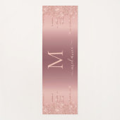 Monogram Roos Gold Blush Glitter Jouw naam Yogamat (Voorkant)