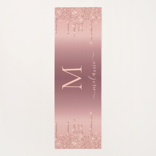 Monogram Roos Gold Blush Glitter Jouw naam Yogamat (Achterkant)