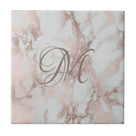 Monogram Roos Gold Ceramic Tile Tegeltje