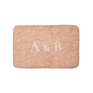 Monogram Roos Gold Coral Peach Copper Lux Glitter Badmat