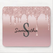 Monogram Roos Gold Drip Glitter Blush Pink Trendy Muismat (Voorkant)
