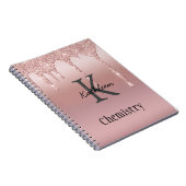 Monogram Roos Gold Drip Glitter Blush Pink Trendy Notitieboek (Rechterzijde)