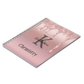 Monogram Roos Gold Drip Glitter Blush Pink Trendy Notitieboek (Linkerzijde)