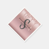 Monogram Roos Gold Drip Glitter Blush Pink Trendy Servet (Hoek)